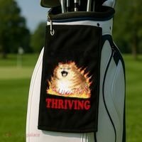 Clearly Thriving Funny Fire Cat Meme Cat Lover Cat Mom Golf Towel thumb 2