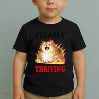 Clearly Thriving Funny Fire Cat Meme Cat Lover Cat Mom Toddler T-Shirt thumb 2