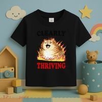 Clearly Thriving Funny Fire Cat Meme Cat Lover Cat Mom Toddler T-Shirt thumb 3