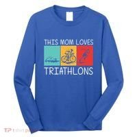 Cool Triathlon For Mom Mother Swimming Running Swim Bike Run Gift Long Sleeve Shirt thumb 0