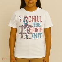 Chill The Fourth Out Retro Western Cowgirl Happy 4th Of July T-Shirt thumb 4