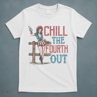 Chill The Fourth Out Retro Western Cowgirl Happy 4th Of July T-Shirt thumb 5