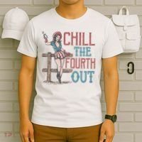 Chill The Fourth Out Retro Western Cowgirl Happy 4th Of July T-Shirt thumb 6