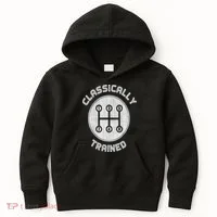 Classically Trained Funny Three Pedals Car Guys Kids Hoodie thumb 0