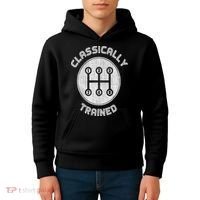 Classically Trained Funny Three Pedals Car Guys Kids Hoodie thumb 4