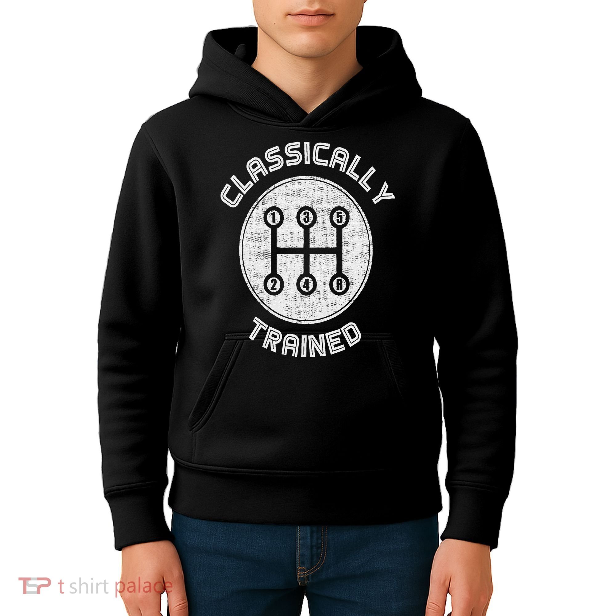 Classically Trained Funny Three Pedals Car Guys Kids Hoodie