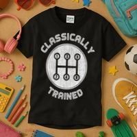 Classically Trained Funny Three Pedals Car Guys Kids T-Shirt thumb 3