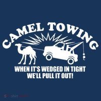 Camel Towing Funny Button thumb 1
