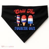 Chill The Fourth Out Funny 4th Of July Icecream USA-Made Doggie Bandana thumb 0