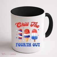 Chill The Fourth Out Funny 4th Of July Icecream Coffee Mug thumb 1