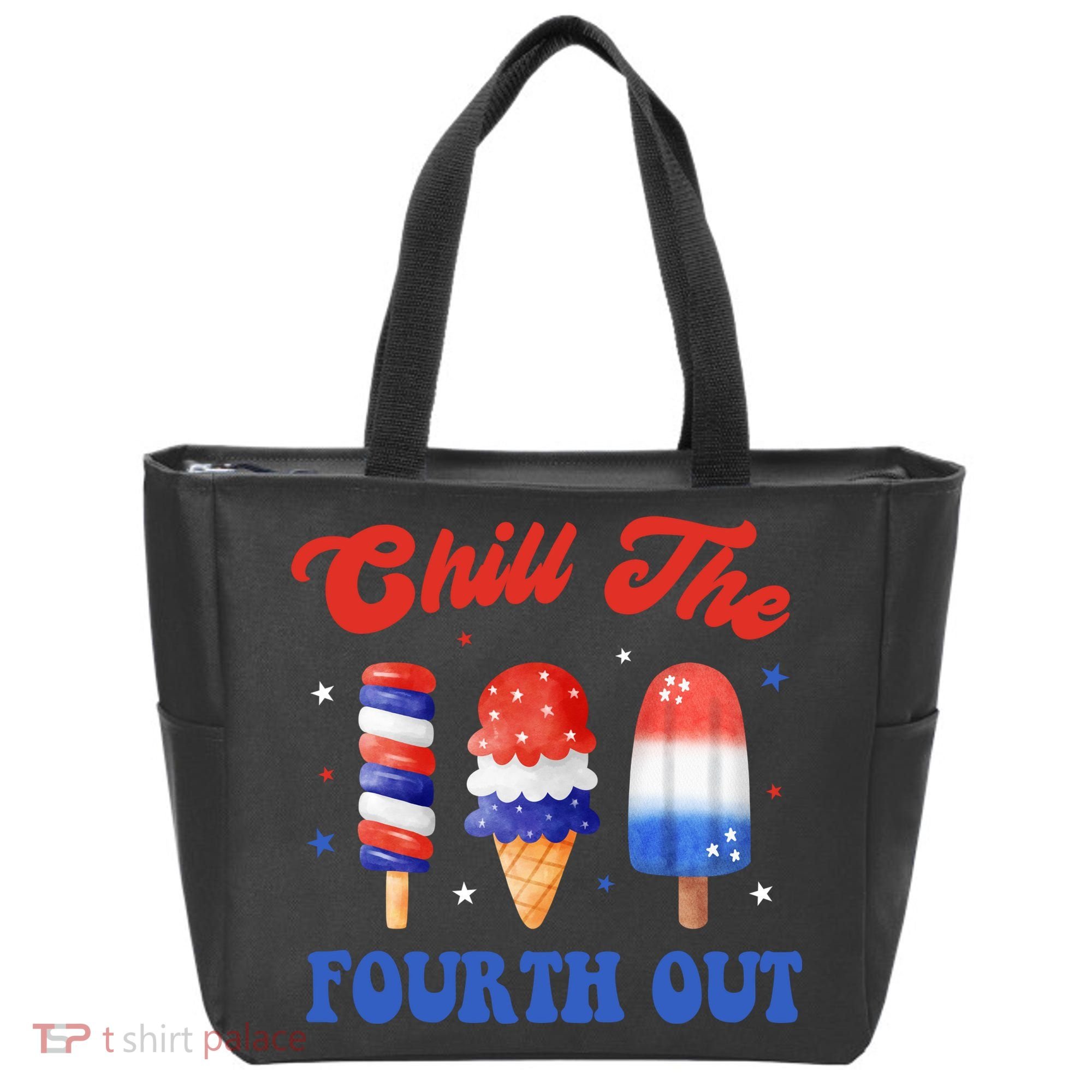 Chill The Fourth Out Funny 4th Of July Icecream Tote Bag