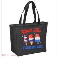 Chill The Fourth Out Funny 4th Of July Icecream Tote Bag thumb 2