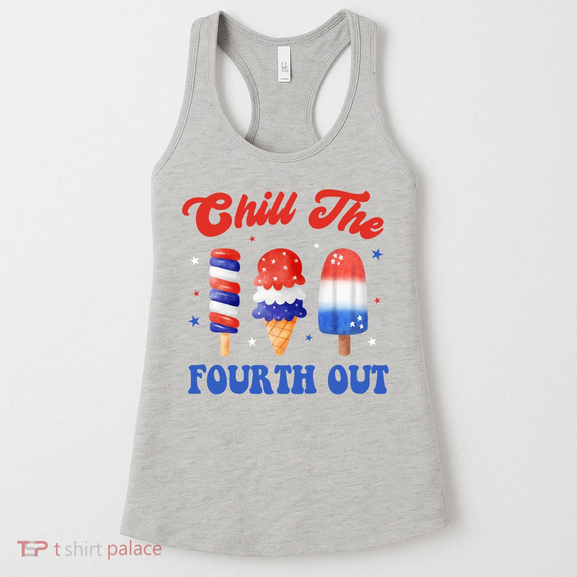 Chill The Fourth Out Funny 4th Of July Icecream Women's Tank Top
