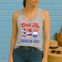 Chill The Fourth Out Funny 4th Of July Icecream Women's Tank Top thumb 2