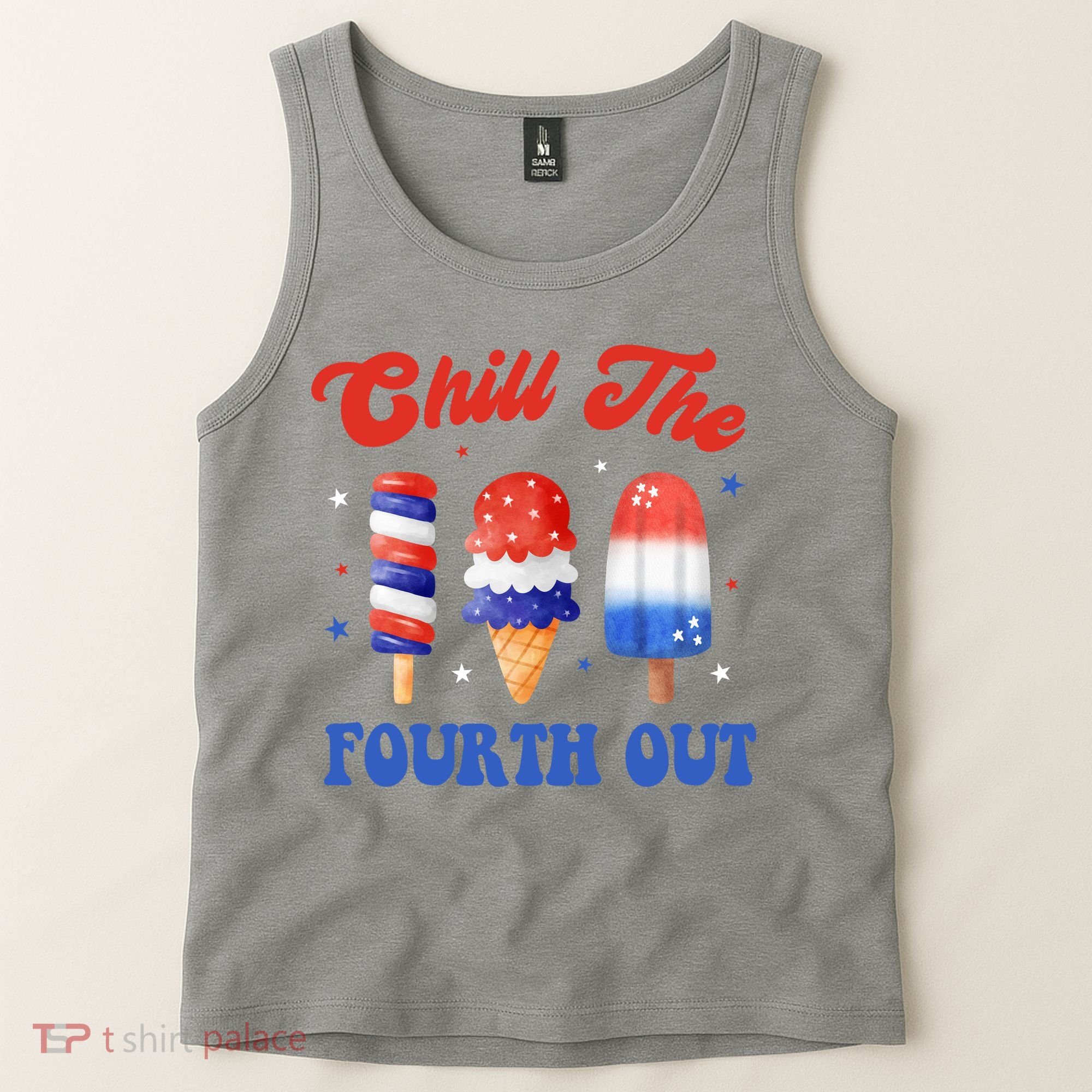 Chill The Fourth Out Funny 4th Of July Icecream Tank Top