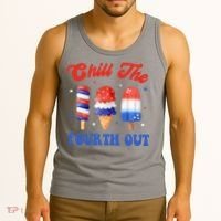Chill The Fourth Out Funny 4th Of July Icecream Tank Top thumb 3