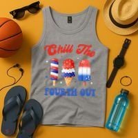 Chill The Fourth Out Funny 4th Of July Icecream Tank Top thumb 4