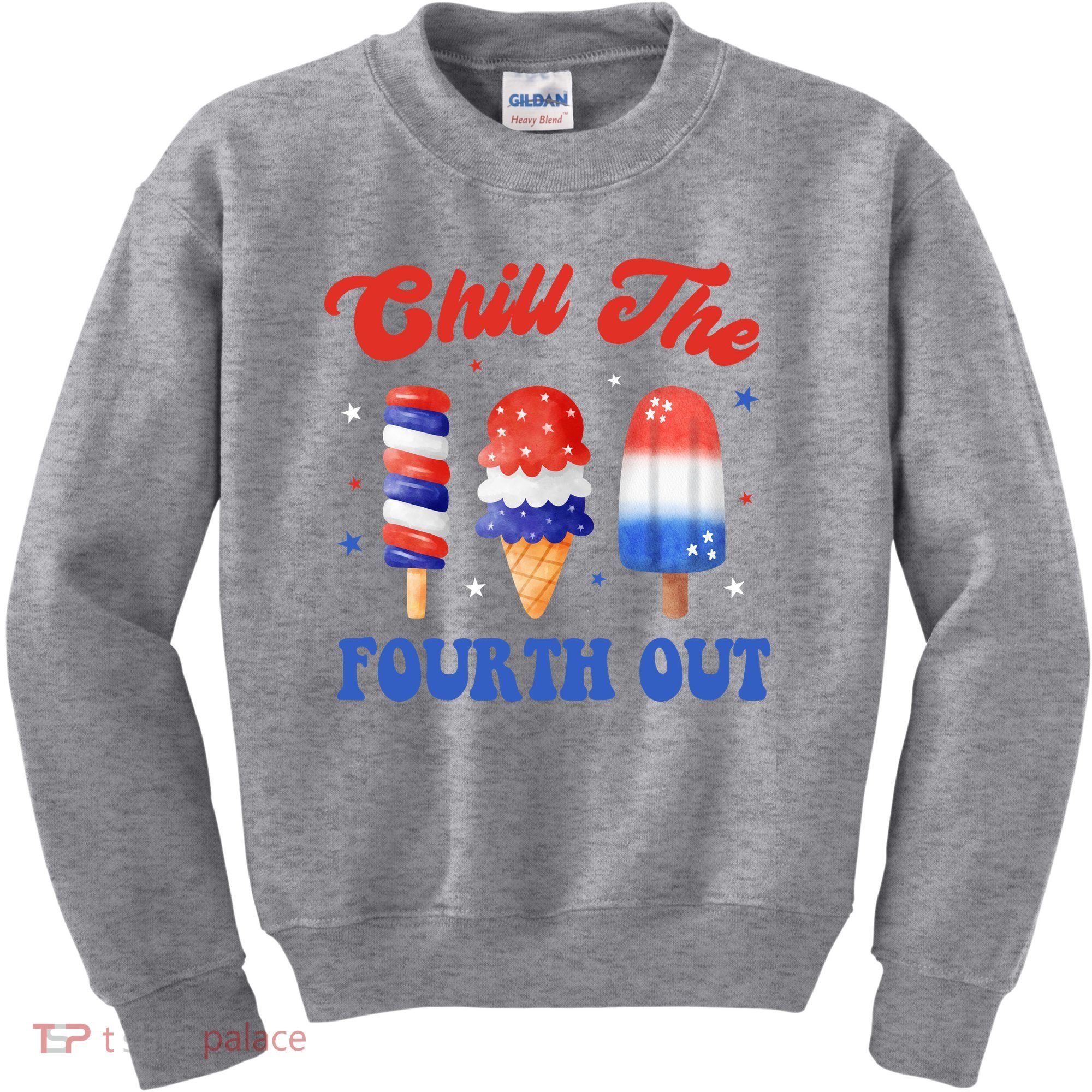 Chill The Fourth Out Funny 4th Of July Icecream Kids Sweatshirt