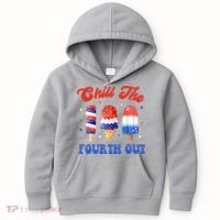 Chill The Fourth Out Funny 4th Of July Icecream Kids Hoodie thumb 0