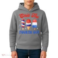 Chill The Fourth Out Funny 4th Of July Icecream Kids Hoodie thumb 4