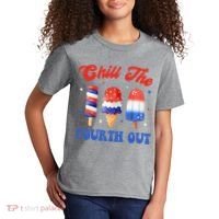 Chill The Fourth Out Funny 4th Of July Icecream Kids T-Shirt thumb 2