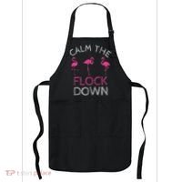 Calm The Flock Down Flamingo Summer Gift Apron thumb 0