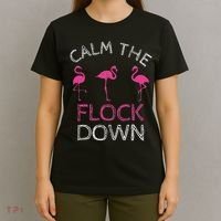 Calm The Flock Down Flamingo Summer Gift T-Shirt thumb 4