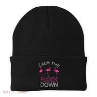 Calm The Flock Down Flamingo Summer Gift Beanie thumb 0