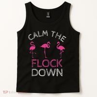 Calm The Flock Down Flamingo Summer Gift Tank Top thumb 2