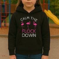 Calm The Flock Down Flamingo Summer Gift Kids Hoodie thumb 3