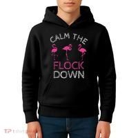 Calm The Flock Down Flamingo Summer Gift Kids Hoodie thumb 4