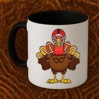 Cool Thanksgiving Football Gobble Player Turkey Gift Coffee Mug thumb 2