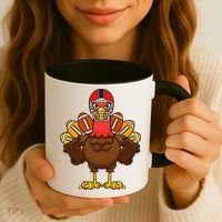 Cool Thanksgiving Football Gobble Player Turkey Gift Coffee Mug thumb 3