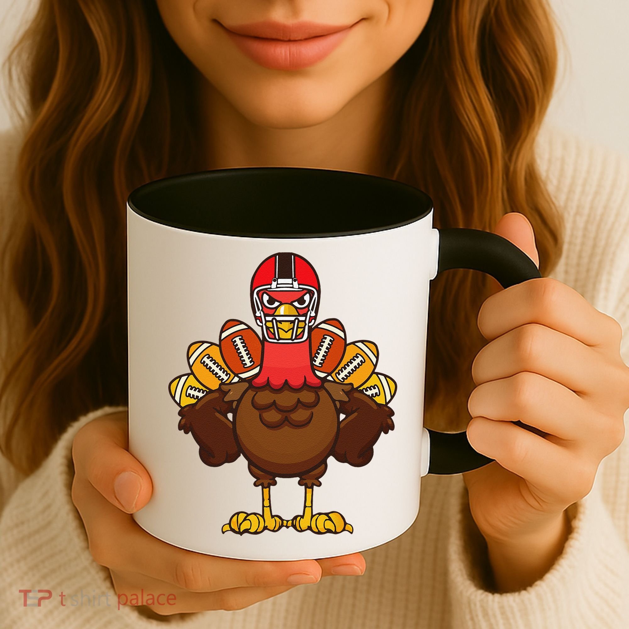 Cool Thanksgiving Football Gobble Player Turkey Gift Coffee Mug