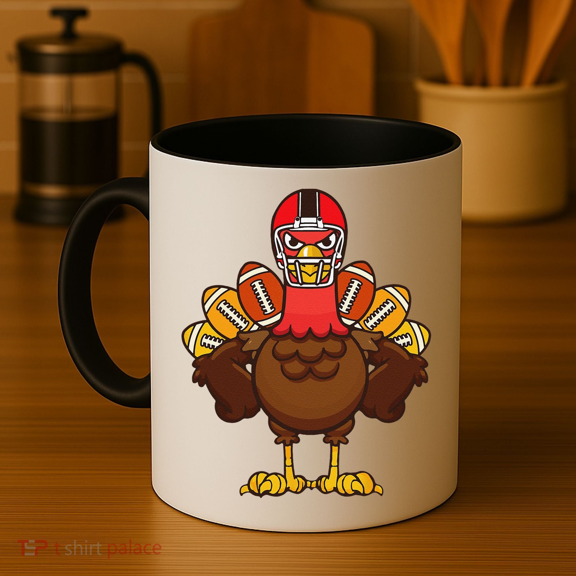Cool Thanksgiving Football Gobble Player Turkey Gift Coffee Mug