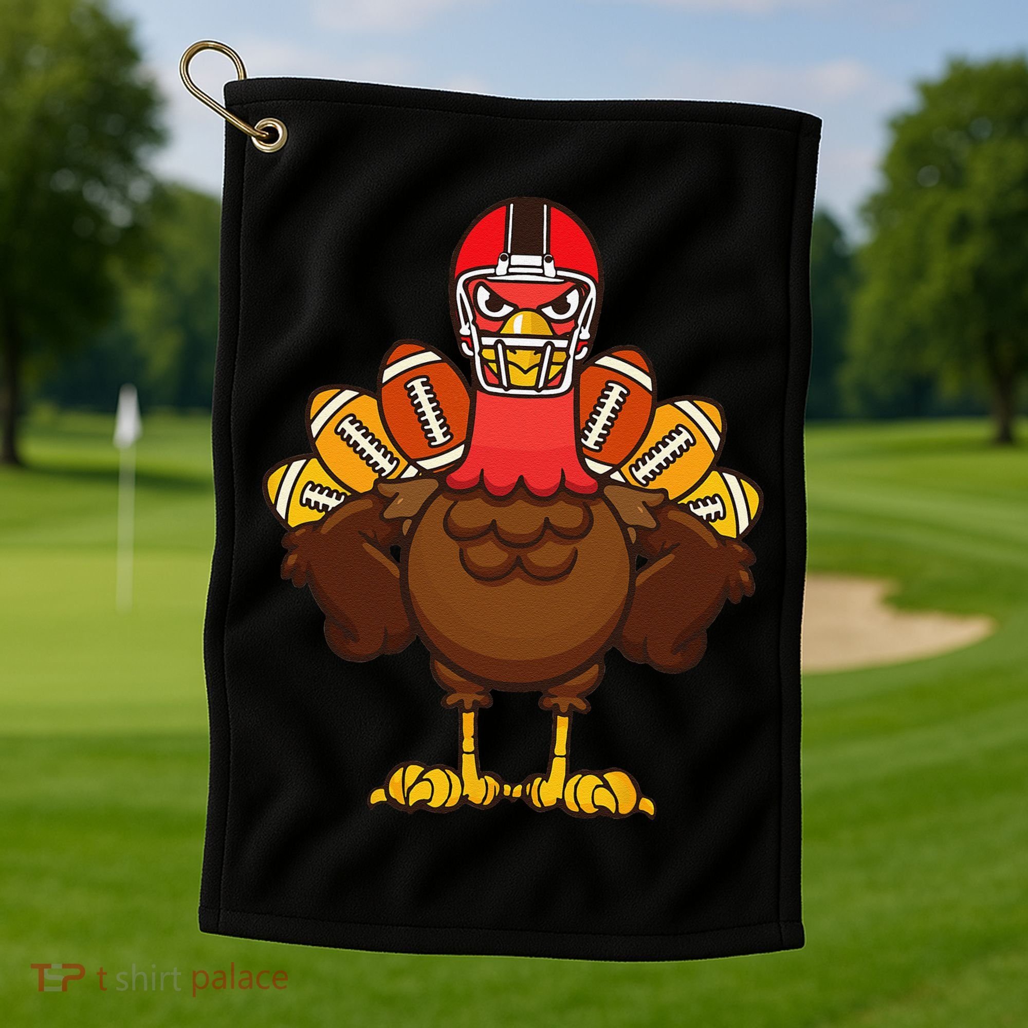 Cool Thanksgiving Football Gobble Player Turkey Gift Golf Towel