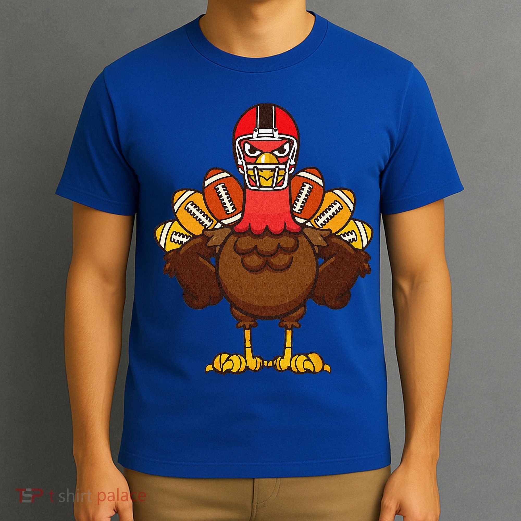 Cool Thanksgiving Football Gobble Player Turkey Gift T-Shirt