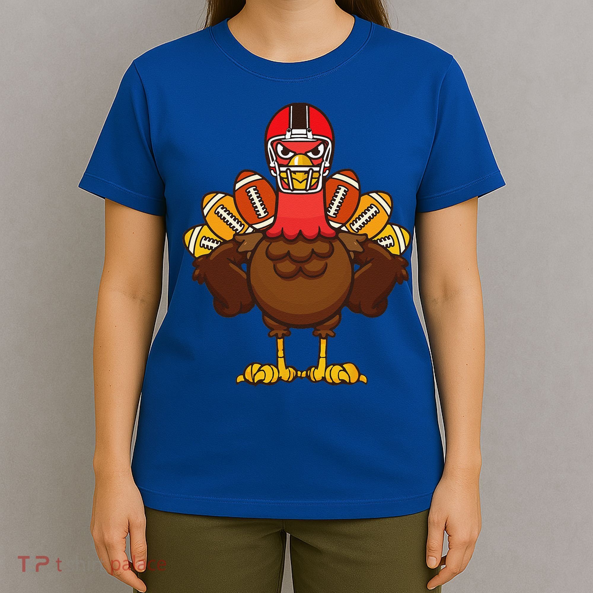 Cool Thanksgiving Football Gobble Player Turkey Gift T-Shirt