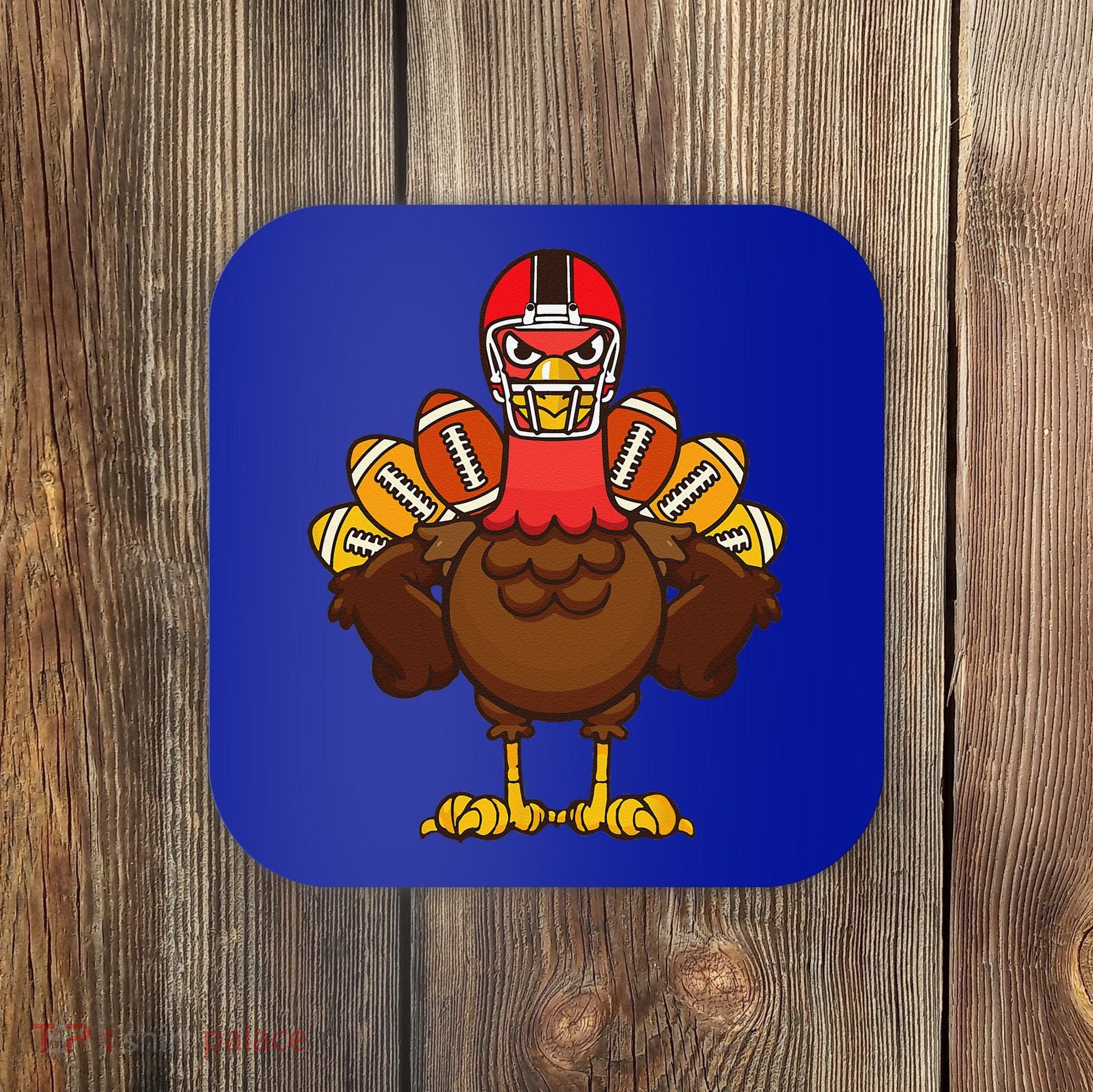 Cool Thanksgiving Football Gobble Player Turkey Gift Coaster