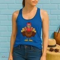 Cool Thanksgiving Football Gobble Player Turkey Gift Women's Tank Top thumb 2