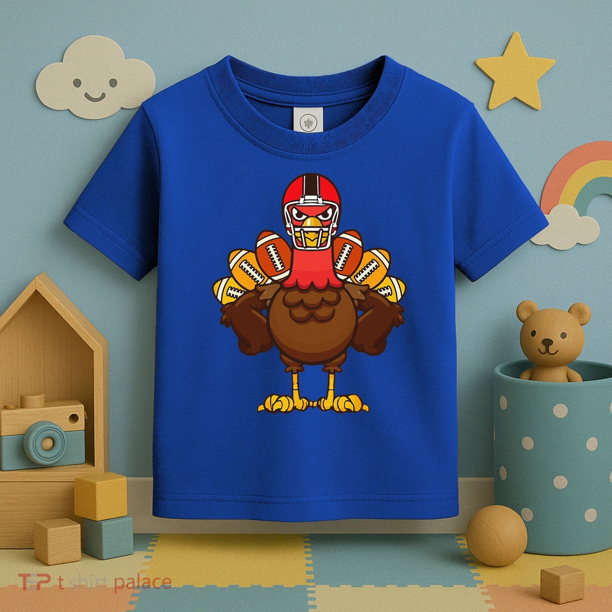Cool Thanksgiving Football Gobble Player Turkey Gift Toddler T-Shirt