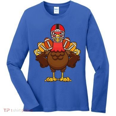 Cool Thanksgiving Football Gobble Player Turkey Gift Women's Long Sleeve Shirt