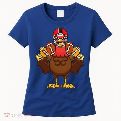 Cool Thanksgiving Football Gobble Player Turkey Gift Women's T-Shirt