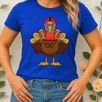 Cool Thanksgiving Football Gobble Player Turkey Gift Women's T-Shirt thumb 2