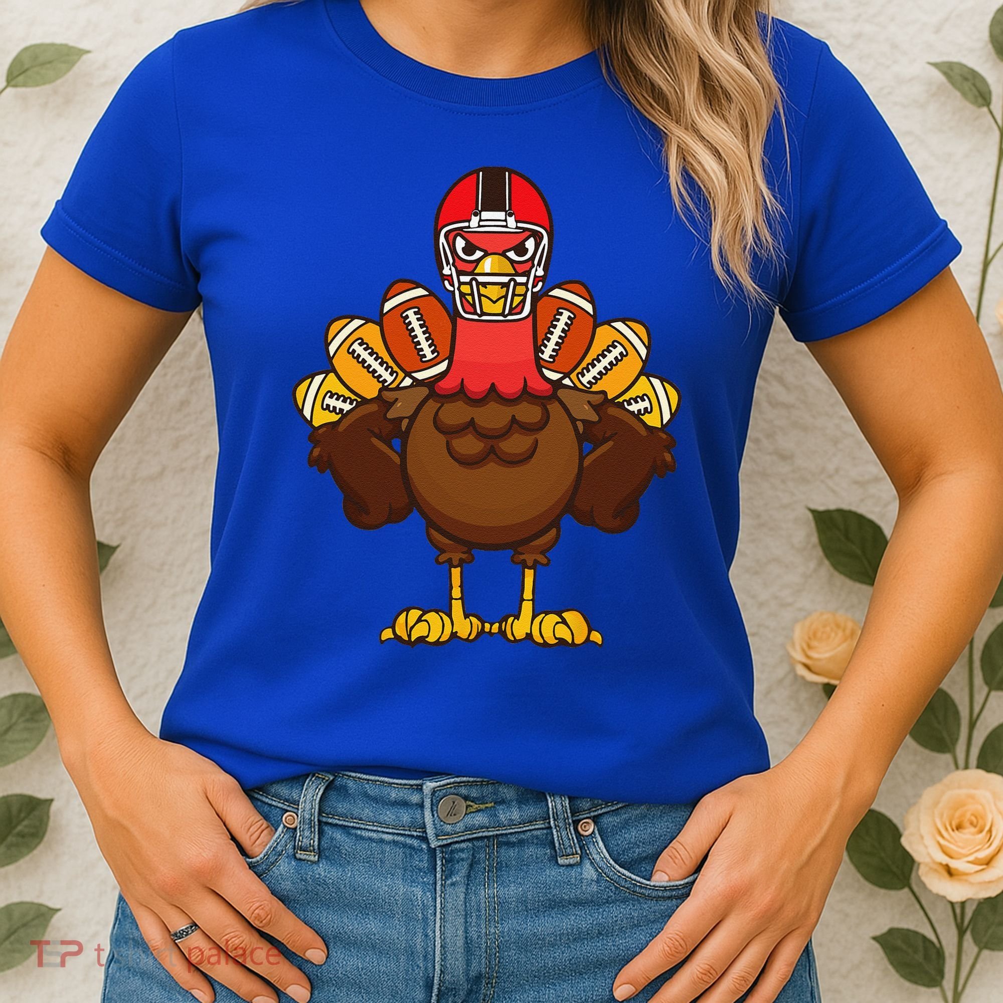 Cool Thanksgiving Football Gobble Player Turkey Gift Women's T-Shirt