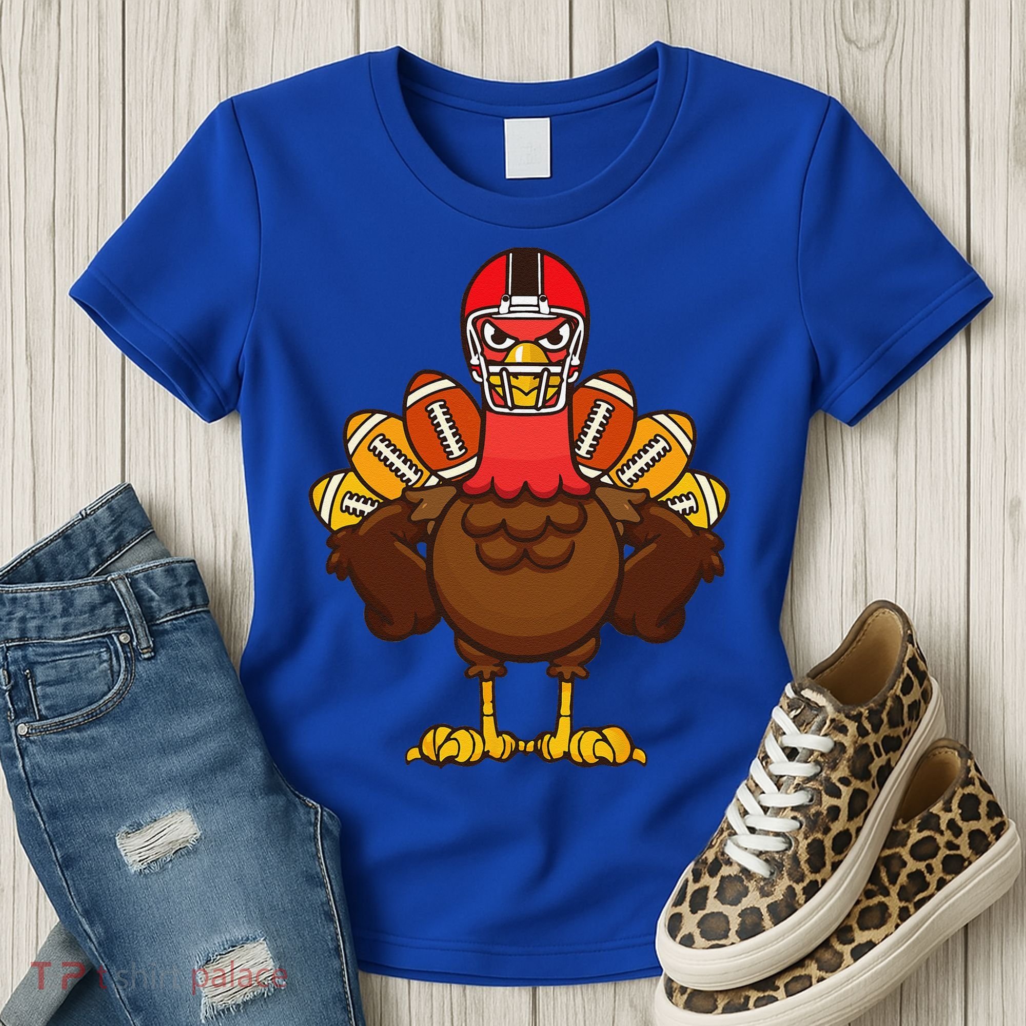 Cool Thanksgiving Football Gobble Player Turkey Gift Women's T-Shirt