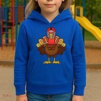 Cool Thanksgiving Football Gobble Player Turkey Gift Kids Hoodie thumb 3
