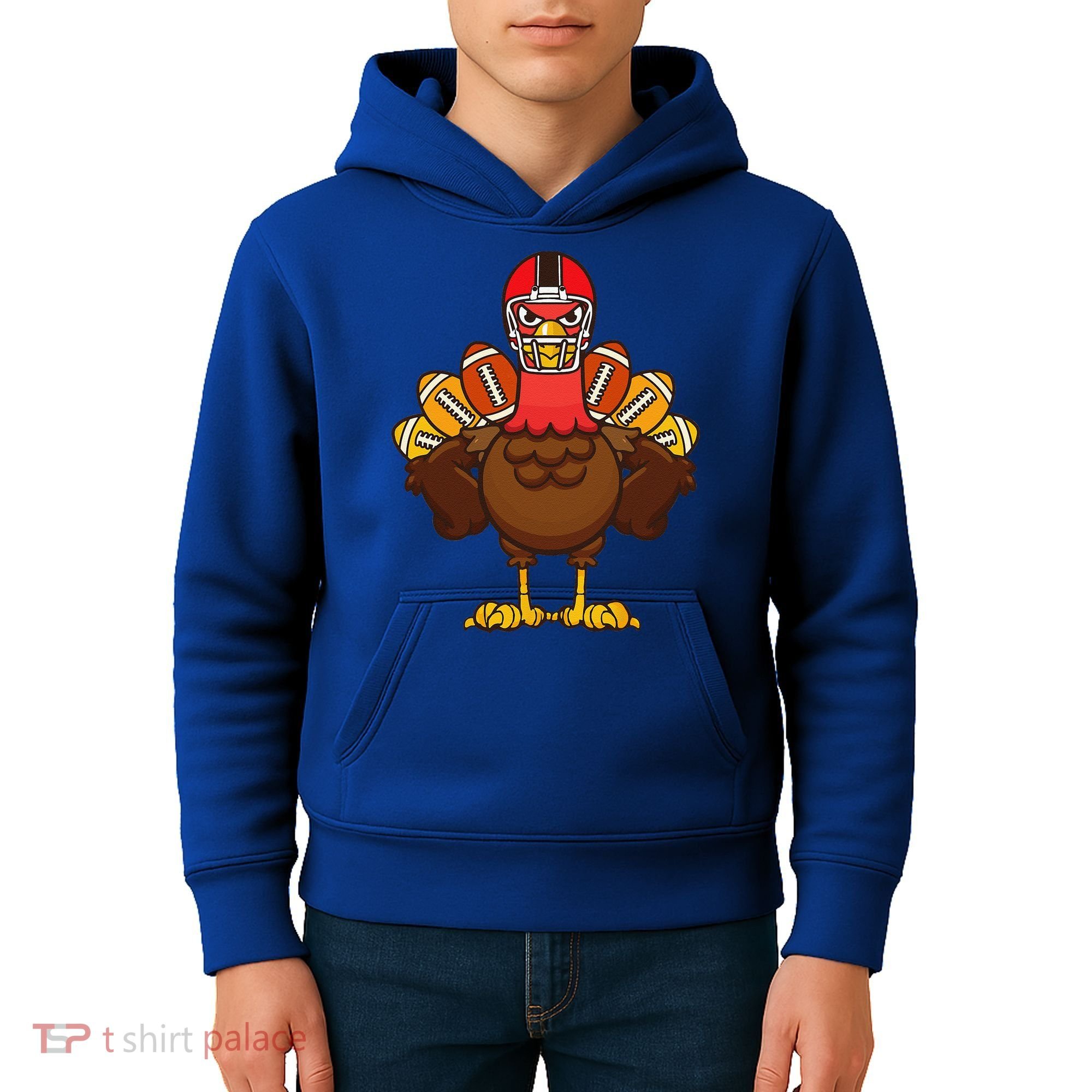 Cool Thanksgiving Football Gobble Player Turkey Gift Kids Hoodie