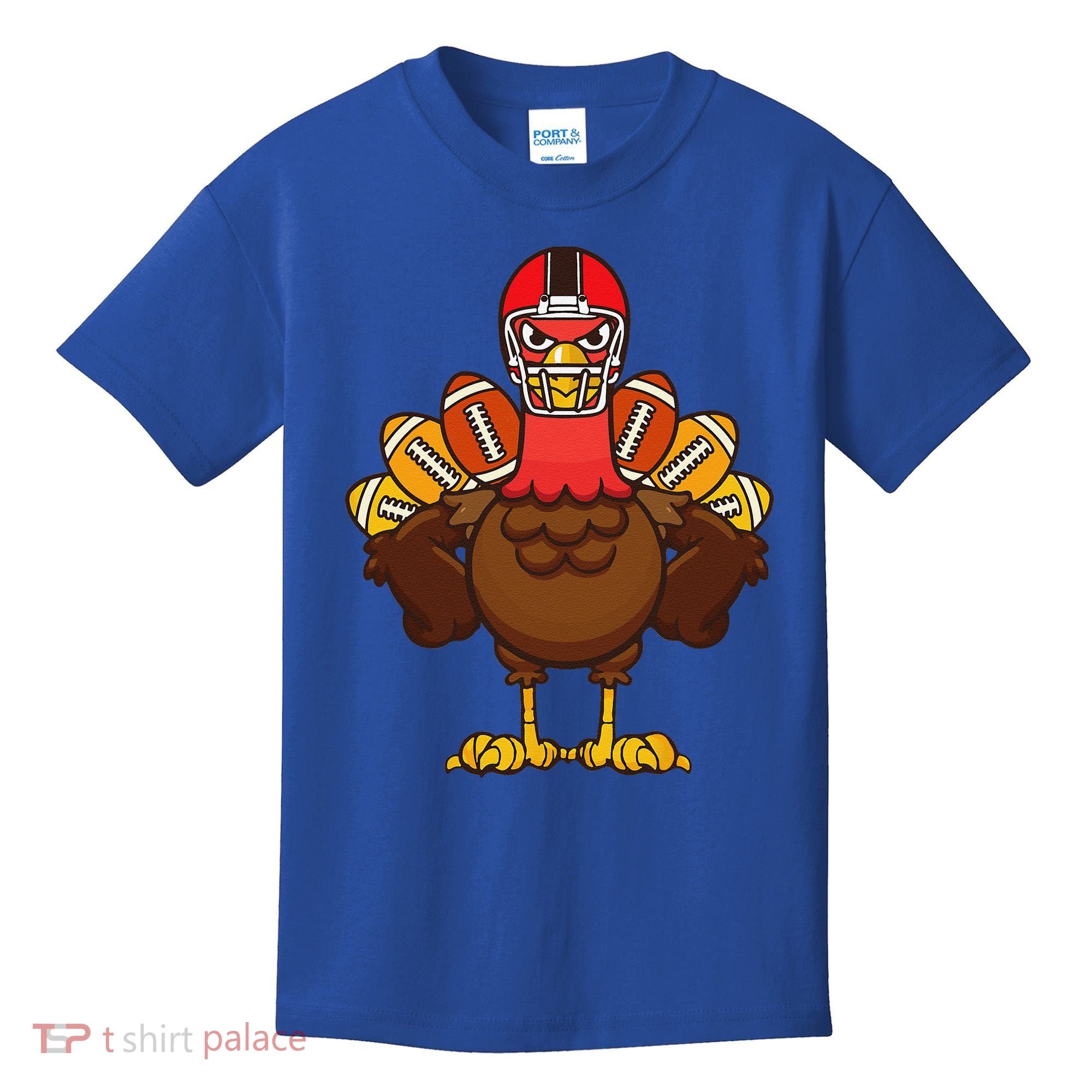 Cool Thanksgiving Football Gobble Player Turkey Gift Kids T-Shirt