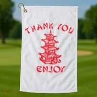 Chinese Takeaway Food Thank You Enjoy Golf Towel thumb 1